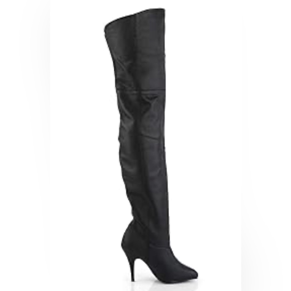 Pleaser Black Over-the-Knee Stiletto Boots